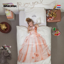 公主|荷兰Snurk有机全棉卡通儿童床上用品三件套 单人床女孩被套枕套 公主粉 1.2m床(适配150*200被芯)被枕两件套