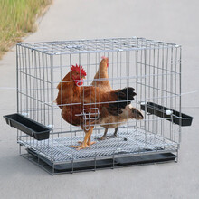 筱宠Y03折叠鸡笼子大号养殖笼铁丝笼加粗鸡笼鸡舍家用兔笼子特大号养鸡笼鸭笼 加粗70*50*60CM 带轮+罩布