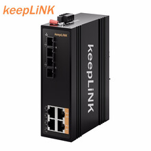 keepLiNK 工业交换机百兆/千兆2光4电工业级光纤收发器非管理型导轨式 百兆2光4电单模双纤SC接口 含24V1A 电源