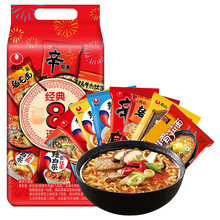 超市	农心经典方便面8连包（石锅牛肉 辛拉面 辣白菜 土豆排骨 乌龙面 辣白菜芝士 辣白菜拌面） 968g 加班泡面