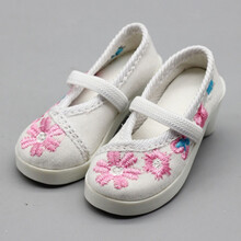 大巴比叶子罗丽娃娃玩具鞋配件BJD/SD 3分60cm娃娃古装娃娃绣花鞋 大花白