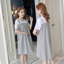 郁彼 孕妇装夏装孕妇裙夏季夏天外穿孕妇连衣裙宽松大码孕妇裙子孕妈装 红条 M