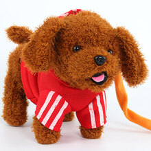 创意电动玩具笨笨狗走路会叫会唱歌电子宠物遥控儿童益智毛绒玩具狗 新款泰迪红卫衣 120首歌曲电池版，会背唐诗讲故事