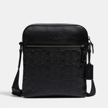 蔻驰 COACH 奢侈品 男士小号单肩斜挎包黑色皮质 4009 QBBK