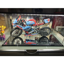 乐高展示盒 亚克力防尘罩车模 积木展示盒 42083布加迪 42056保时捷911 LEGO 街头摩托赛车37*15*18 cm 黑底