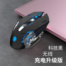 适用联想hp惠普戴尔无线鼠标可充电式机械电竞游戏蓝牙滑鼠女生粉色可爱无限电脑少女笔记本办公 科技黑【轻声可充电】升级版 官方标配