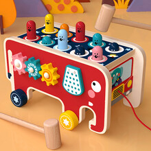 大手牵小手打地鼠玩具幼儿童益智力1-2-3岁男孩女孩大象恐龙推车宝宝礼物 大象拖拉车打地鼠