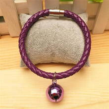 狗铃铛狗狗用品项圈猫铃铛猫项链小型犬小铃铛宠物猫项圈铃铛狗牌 紫绳+紫色圆铃 XS-小型