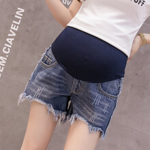 敏潮格伦孕妇裤子春夏外穿三分裤2021新款潮妈托腹阔腿裤孕妇牛仔短裤夏季 蓝色 M