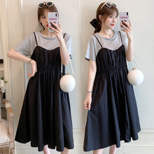 郁彼 孕妇装夏装孕妇裙夏季夏天外穿孕妇连衣裙宽松假两件大码孕妇裙子孕妈装 图片色 XL