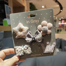 卡通宠物发夹发梳BB夹 泰迪约克夏马尔济斯博美狗狗夹子套装    搭啵兔 浅棕色 蝴蝶结卡其系套装