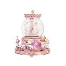 生日礼物女生闺蜜创意旋转木马音乐盒八音盒礼物送女生水晶球摆件 六马48曲 遥控 内外旋转