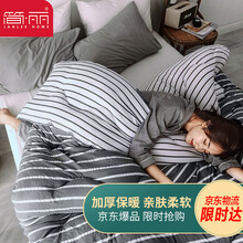 简丽（janlee）被子棉被被芯被褥子秋被春秋被 单人空调被加厚学生宿舍保暖1.5米 150*200cm 灰白条