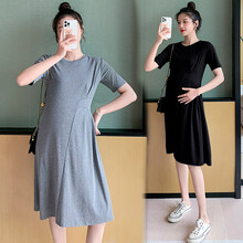 欣柏纶 孕妇装夏装孕妇裙夏季夏天外穿孕妇连衣裙宽松大码孕妇裙子孕妈装 灰色 M