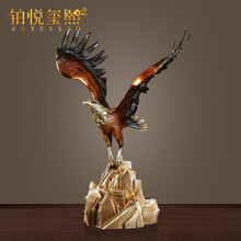 铂悦玺熙纯黄铜老鹰摆件商务公司开业礼品送朋友升职大展宏图办公室桌面装饰品家居别墅酒店工艺品 大展宏图