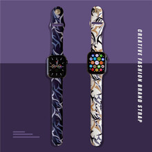 壳韵 iwatch表带潮牌荆棘苹果手表SE表带Apple watch1/2/3/4/5/6代液态硅胶 白CLOT荆棘苹果Apple watch表带 42-44mm苹果1/2/3/4/5/6/se通用