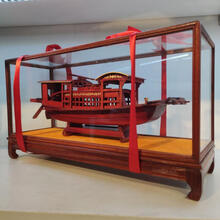 南湖红船模型 南湖红船模型中式摆件中国风嘉兴红船模型船装饰品工艺品手工礼品 28型红木玻璃罩