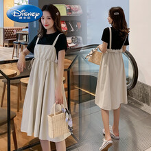 迪士尼官·方网同款（京选优品）孕妇夏装2021时尚款夏季背带裙两件套装网红外出潮妈夏天连衣裙子 上衣+背带裙(套装) M