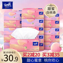 得宝（Tempo）甜心桃软抽抽纸 4层90抽16包有香面巾纸 加厚餐巾纸整箱装（甜心桃味）