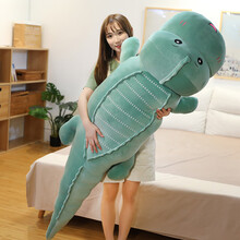 恐龙毛绒玩具睡觉抱枕公仔大布娃娃可爱床上鳄鱼玩偶超软男女生款睡女孩觉床上玩偶女友生日礼物 绿色恐龙抱枕【胖版】 1.3米【活动抢购+加购送暖手抱枕+彩袋】