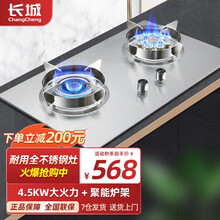 长城（changcheng)燃气灶大尺寸煤气灶双灶天然气液化气可选大面板猛火灶台式嵌入式两用大开孔灶 不锈钢鸳鸯灶 九腔直喷猛火【天然气】 .