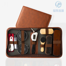 专业擦鞋刷擦鞋布马毛刷皮鞋刷子黑鞋油刷软毛擦鞋神器麂皮刷工具擦套装欧缔兰 豪华棕色11件鞋刷(牛皮纸收纳盒+擦鞋皮套)