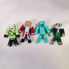 我的世界Dream可动人物纸模型him摆件玩具孩子的礼物配工具 F款4张图纸【配胶水和刷胶笔】