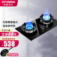韩国现代（HYUNDAI）燃气灶煤气灶天然气灶台 天然气液化气猛火双灶 台嵌两用炉灶家用猛火炉具 【定时款九头】定时开关+九腔火盖+聚能架+防烫提示 气源选择：【管道天然气】
