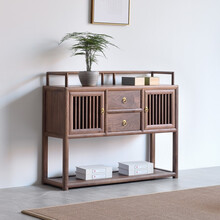 茗勤中式黑胡桃木餐边柜禅意茶水柜现代简约客厅边柜实木玄关柜 黑胡桃木