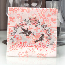 久洁  婚庆喜宴婚宴纸巾彩色印花纸巾婚礼创色餐巾纸酒店定制面巾纸 粉红色 喜庆小鸟
