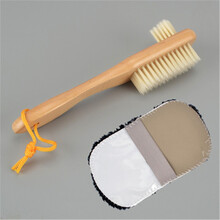 猪鬃毛刷鞋油刷子家用擦皮鞋皮衣皮具上油抛光去污刷子鞋擦鞋刷子 1只-855#鞋油刷+抛光手套