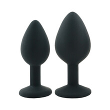 云曼  宝石硅胶肛塞 SM外出佩戴后庭肛栓门塞情趣性用品男女用扩张扩肛器 黑色(小号+中号)