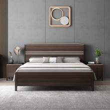 箐锐 乌金木实木床1.8米储物大床主卧新中式北欧1.5m双人床现代简约 单床 1500mm*2000mm  框架结构