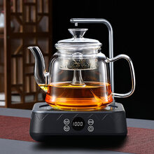 煮茶器自动上水电陶炉煮茶白茶玻璃烧水壶蒸茶壶煮茶炉家用 B款双内胆1.3L+抽水黑色R2电陶炉+4个杯