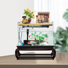 仙都森木 红木家具血檀【学名：染料紫檀】实木智能恒温小型造景鱼缸家用客厅桌面办公室创意水族箱 智能恒温鱼缸