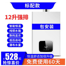 京浦莱斯 燃气热水器套装壁挂式家用燃气热水器超大水量纯铜水箱数码显示智能恒温变频增压四季节能可包安装 12升标准款 智能恒温 瀑布水量   【包安装】 天然气