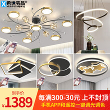 希世宅品 满天星灯具套餐三室两厅创意北欧轻奢黑金客厅灯温馨浪漫网红房间卧室餐厅灯现代全屋套装组合组套 套餐7 三室两厅 无极调光+手机控制...