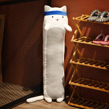 抱枕长条陪睡 猫咪抱枕长条女生睡觉可爱拉面猫陪睡夹腿靠枕靠背垫床上枕头等身 拉面猫酱至弹力面料 约90cm