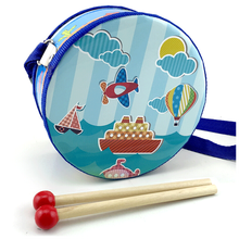 木制宝宝手敲鼓双面鼓儿童打击乐器军鼓拍拍鼓音乐玩具小鼓 海洋15厘米双面鼓