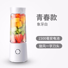 欧曼丽莎 便携式榨汁机家用水果小型充电迷你炸果汁机电动学生榨汁杯 象牙白-青春款