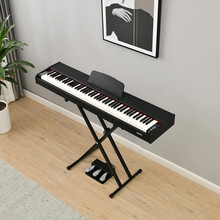 白龙吟 电钢琴88键重锤成人幼师多功能电钢儿童初学者考级电子钢琴蓝牙智能便携幼儿园家用练习键盘乐器 尊享型-多功能重锤三踏【X形架子+立式琴凳】黑色 +