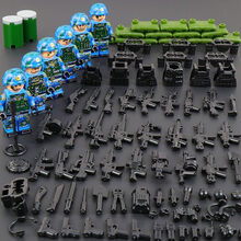 军事人仔警察军人小人拼装积木二战兵人儿童男孩我的世界玩具 海上蛟龙6款配沙包版