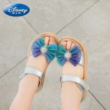 ℘Disney/迪士尼 女童凉鞋2021夏季新款时尚小女孩爱莎公主鞋中大童软底儿童宝宝鞋 银色2709 30码内长18.80cm