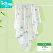 迪士尼（Disney）包单婴儿夏抱被夏季包被薄款新生儿纱布包巾襁褓巾初生薄浴巾盖毯 蓝象 超薄2层竹棉纱110*140cm 0x0cm