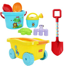 费雪沙滩玩具儿童玩沙工具洗澡戏水男孩女孩玩具套装 F0118套装+F112沙滩车+沙滩铲子