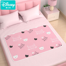 【春夏新品】迪士尼 隔尿垫巾婴儿防水可洗幼儿园透气宝宝大号超大水洗床单床垫保护垫 粉色猫咪(60x80)