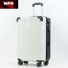 NPR 旅行箱行李箱小型铝框20拉杆箱万向轮24女男学生26密码皮箱子28英寸定制L 白+黑+复古拉链款 30寸