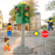恩贝家族儿童小孩玩具车红绿交通信号灯模型早教育道具宝宝教具合金车路障车牌贴套装六一儿童节礼物