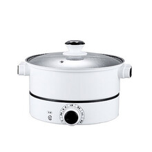 航方电热锅家用蒸煮煲电锅全自动学生宿舍单人多用途料理锅带蒸笼智能一体小电锅迷你蒸锅分体式多功能电火锅 【象牙白】多功能火锅24cm(2-3人使用）