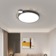 欧帝圣斯 卧室吸顶灯北欧简约现代主次卧室灯圆形小客厅灯创意书房餐厅水晶灯新款网红led灯具 A款黑金色-54*5CM-35W三色变光